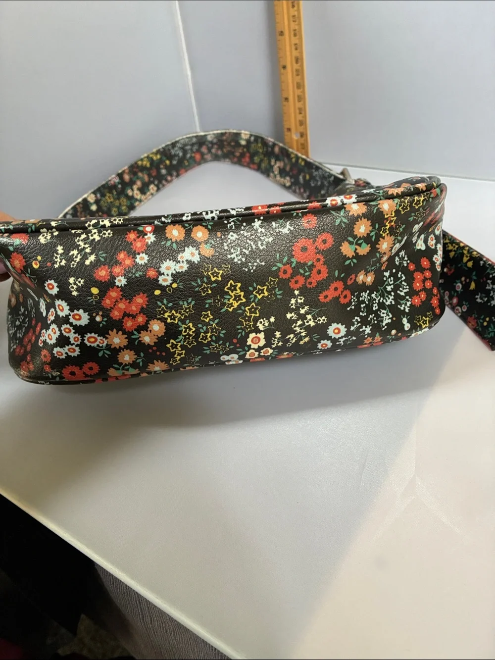 Floral Black Mini Shoulder Bag